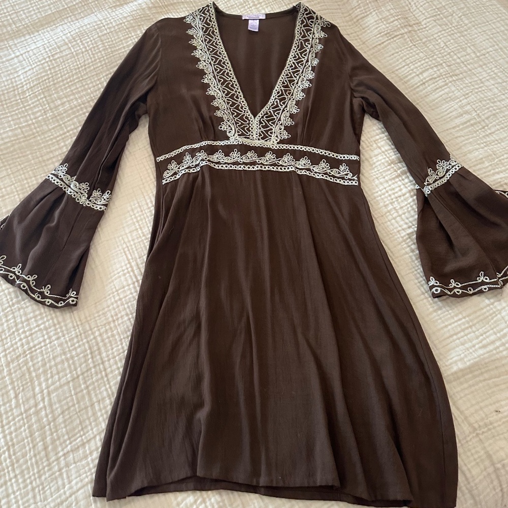 CALYPSO CHRISTIANE CELLE EMBROIDERED MINI DRESS -S